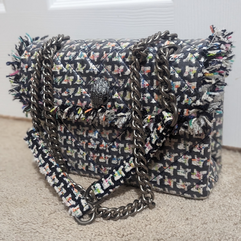 Vintage Kurt Geiger PVC tweed shoulder bag pre-loved EUC